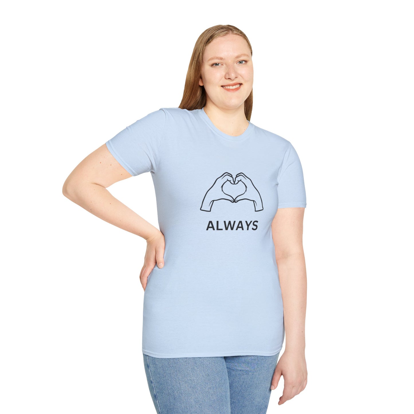 Blauw Unisex katoen Softstyle Paar blauw T-shirt voor mannen en vrouwen