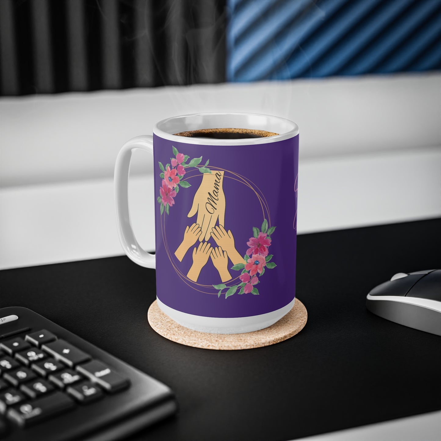 Floral Hands Ceramic Coffee Cup - Perfect Mother's Day Gift, 11oz & 15oz
