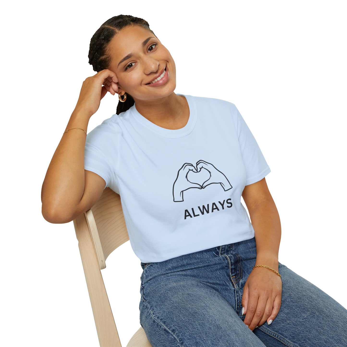 Blauw Unisex katoen Softstyle Paar blauw T-shirt voor mannen en vrouwen