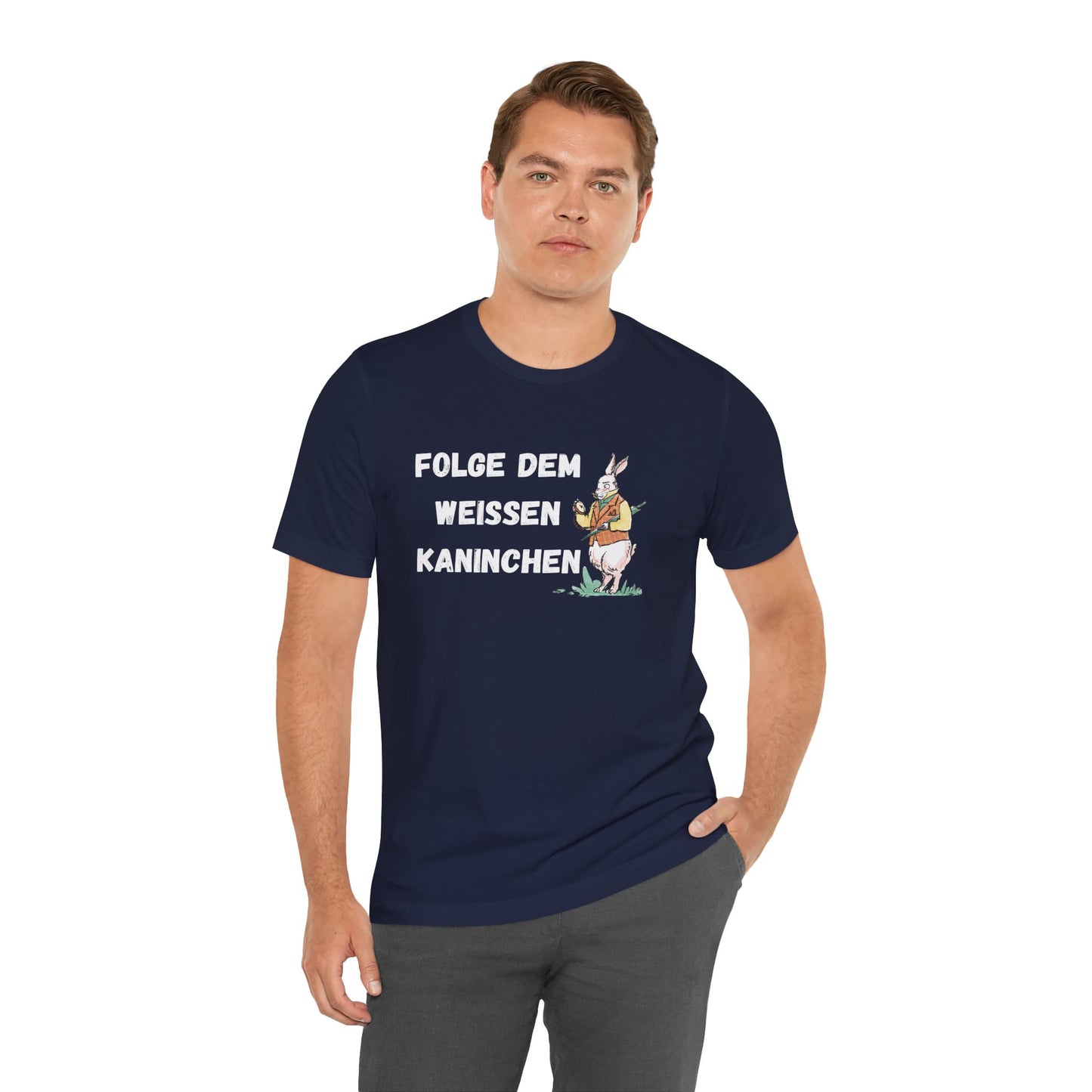 Folgen Sie dem weißen Kaninchen Unisex Kurzarm T-Shirt