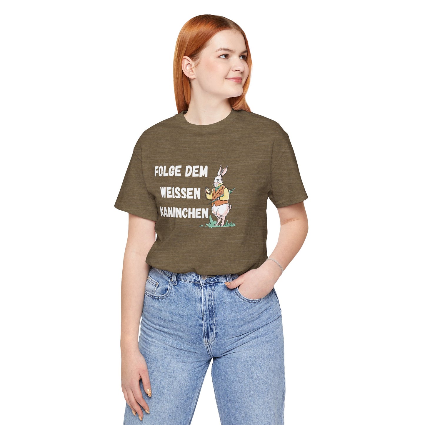 Folgen Sie dem weißen Kaninchen Unisex Kurzarm T-Shirt