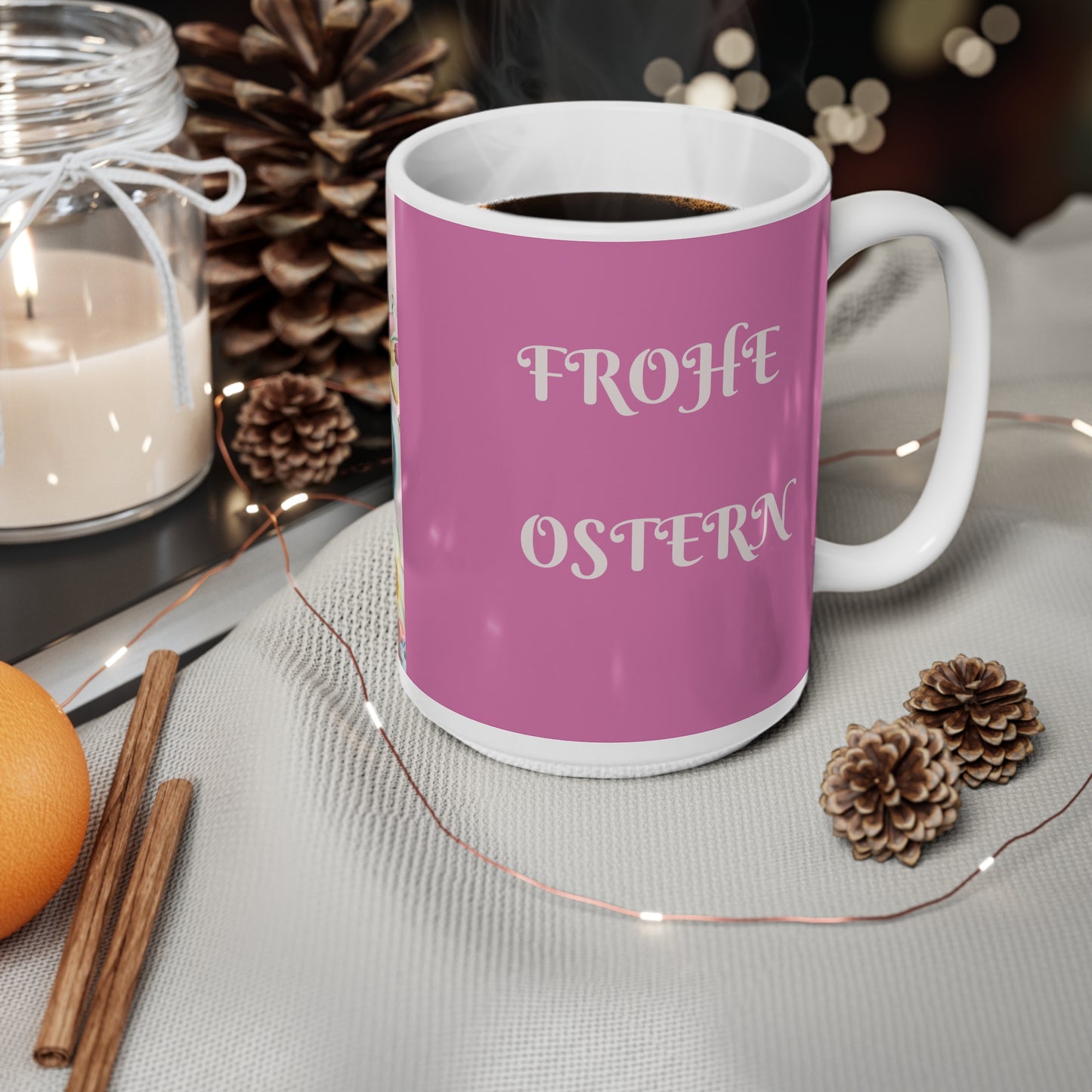 “Hoppelige Ostern Tasse – Süßer Hase & Blumen Design | Personalisierte Osterkaffee Tee Tasse für Frühlingsgeschenke