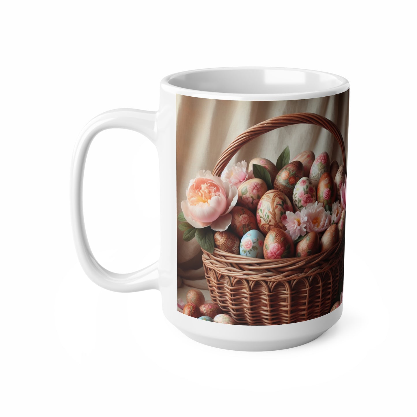 Easter Floral egg design  Ceramic Coffee Cups - 11oz & 15oz - Perfect for Spring Celebrations
