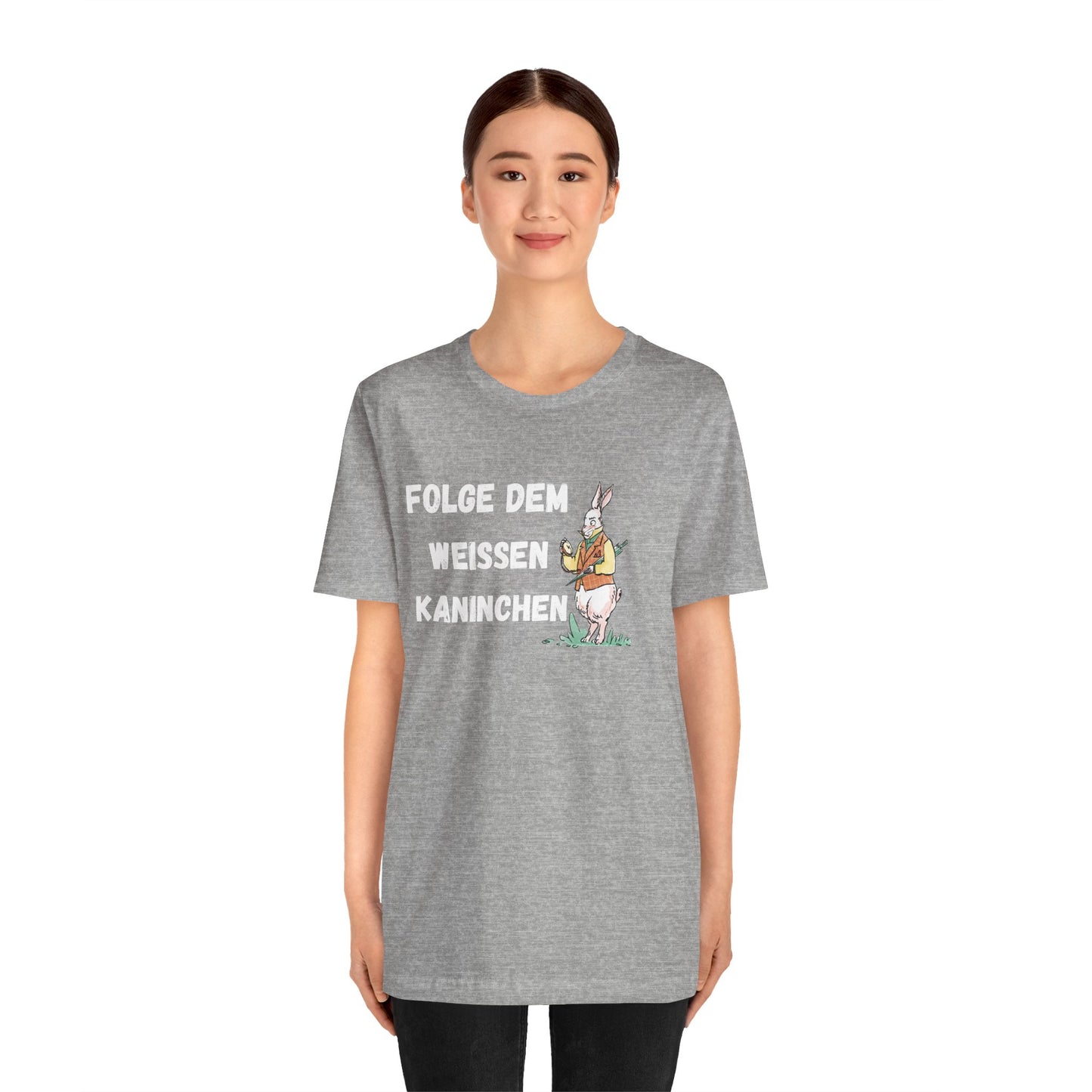 Folgen Sie dem weißen Kaninchen Unisex Kurzarm T-Shirt