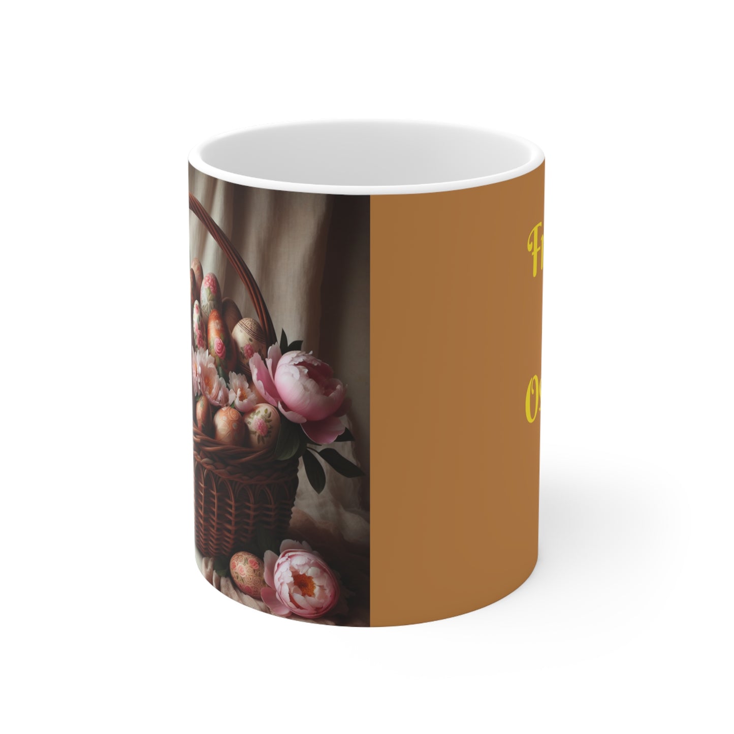 Ostereikorb mit Blumenmuster, Keramik-Kaffeetasse – 11 oz und 15 oz