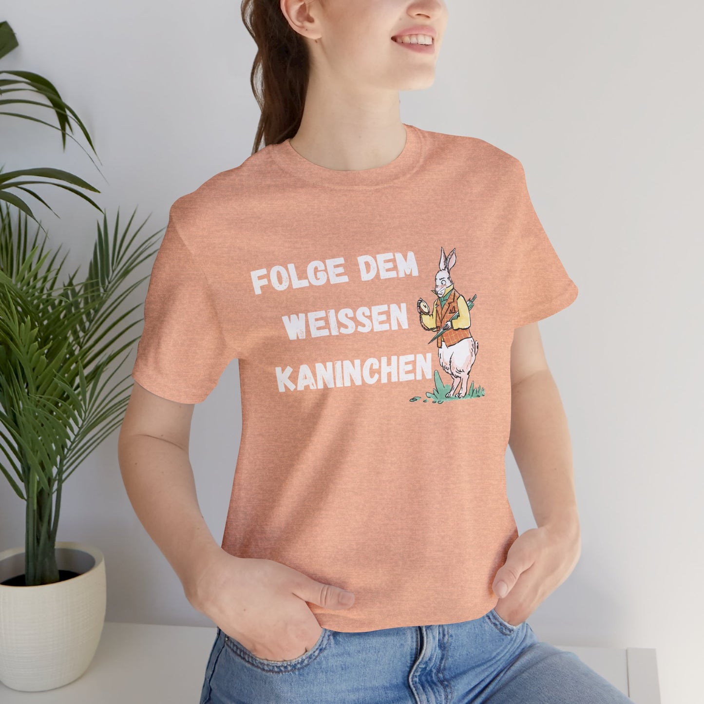 Folgen Sie dem weißen Kaninchen Unisex Kurzarm T-Shirt