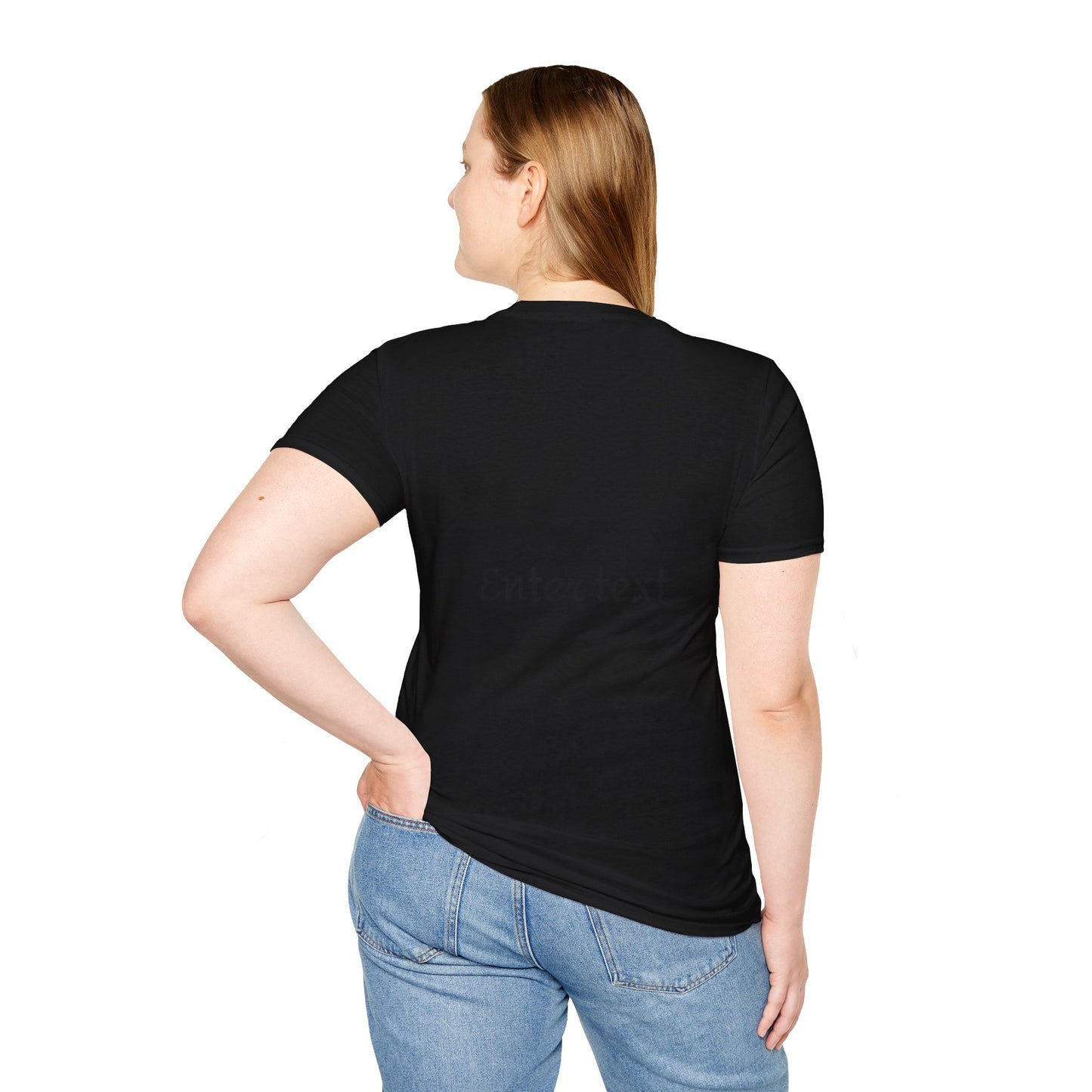Black Unisex crew neck  Softstyle T-Shirt for couples man and woman
