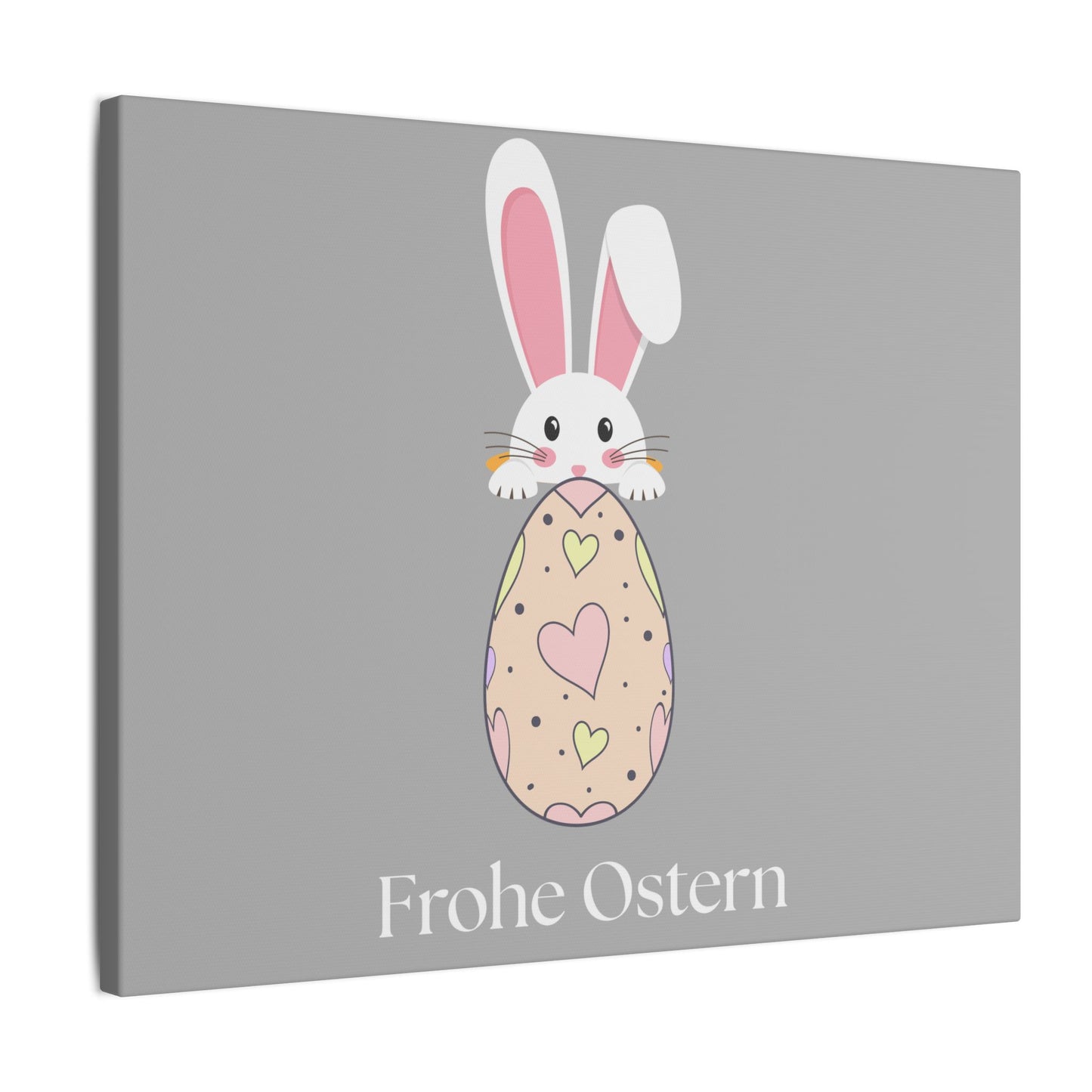 Giclée-Druck „Osterhase“ auf Leinwand – Dekor „Frohe Ostern“. 