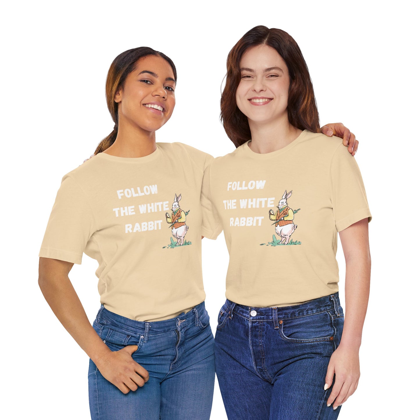 Follow the White Rabbit Tee - Unisex Jersey Short Sleeve Shirt for Adventure Lovers