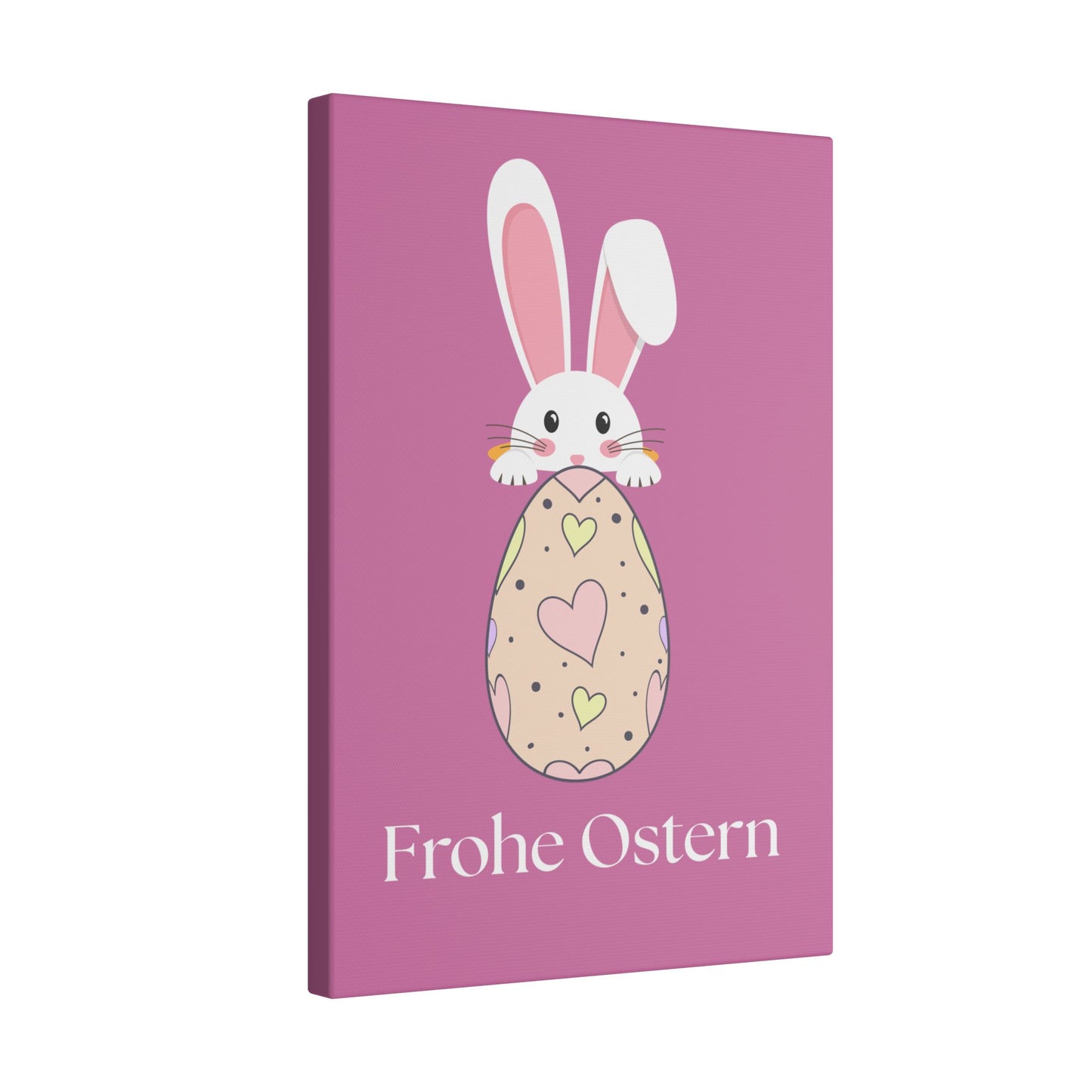 Giclée-Druck „Osterhase“ auf Leinwand – Dekor „Frohe Ostern“. 