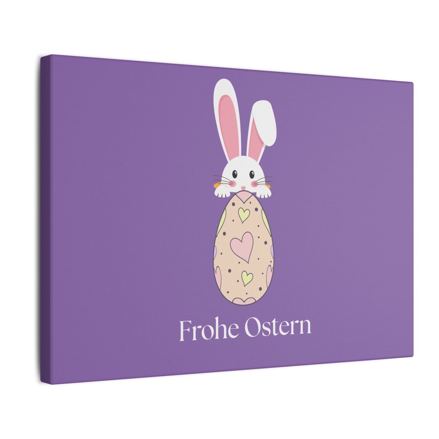 Giclée-Druck „Osterhase“ auf Leinwand – Dekor „Frohe Ostern“. 