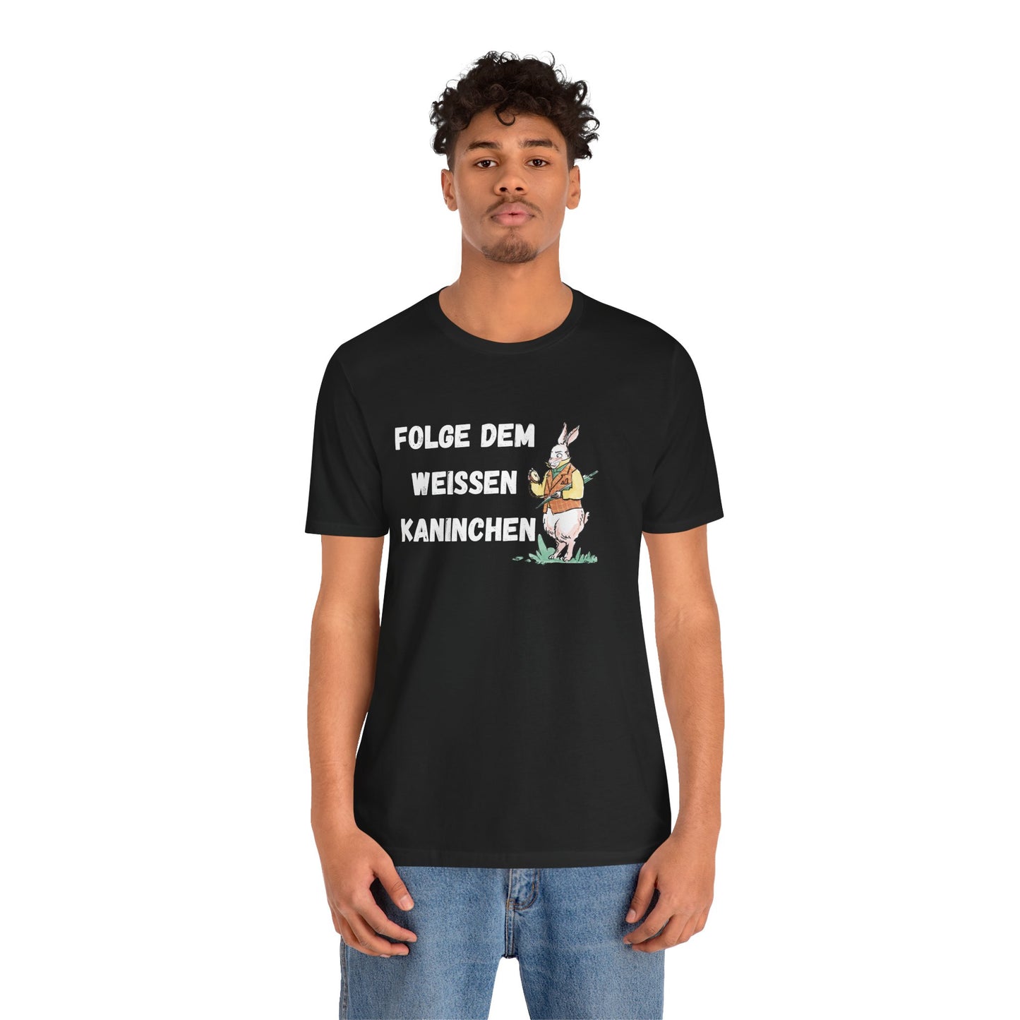 Folgen Sie dem weißen Kaninchen Unisex Kurzarm T-Shirt