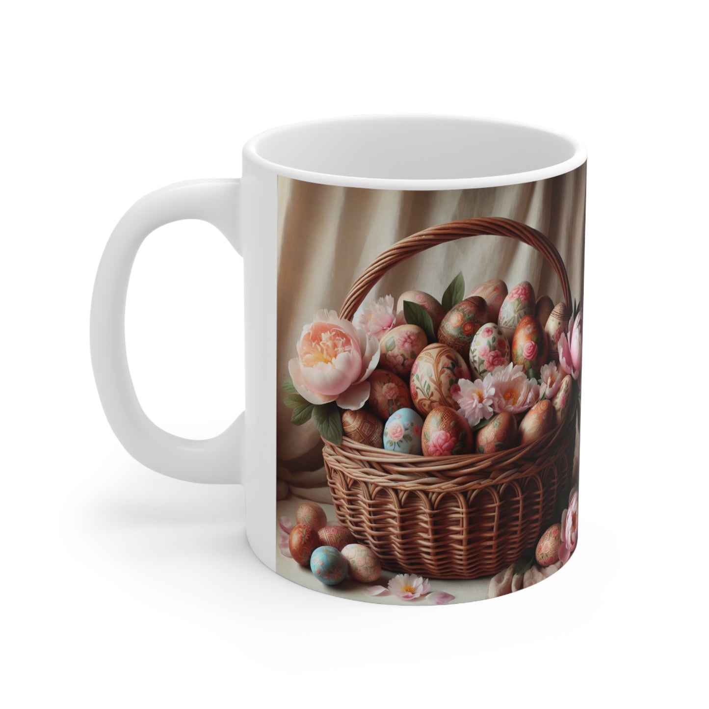 Ostereikorb mit Blumenmuster, Keramik-Kaffeetasse – 11 oz und 15 oz