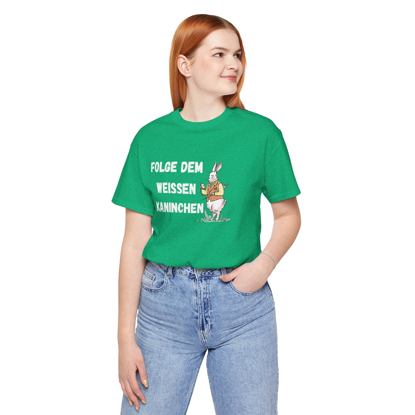 Folgen Sie dem weißen Kaninchen Unisex Kurzarm T-Shirt