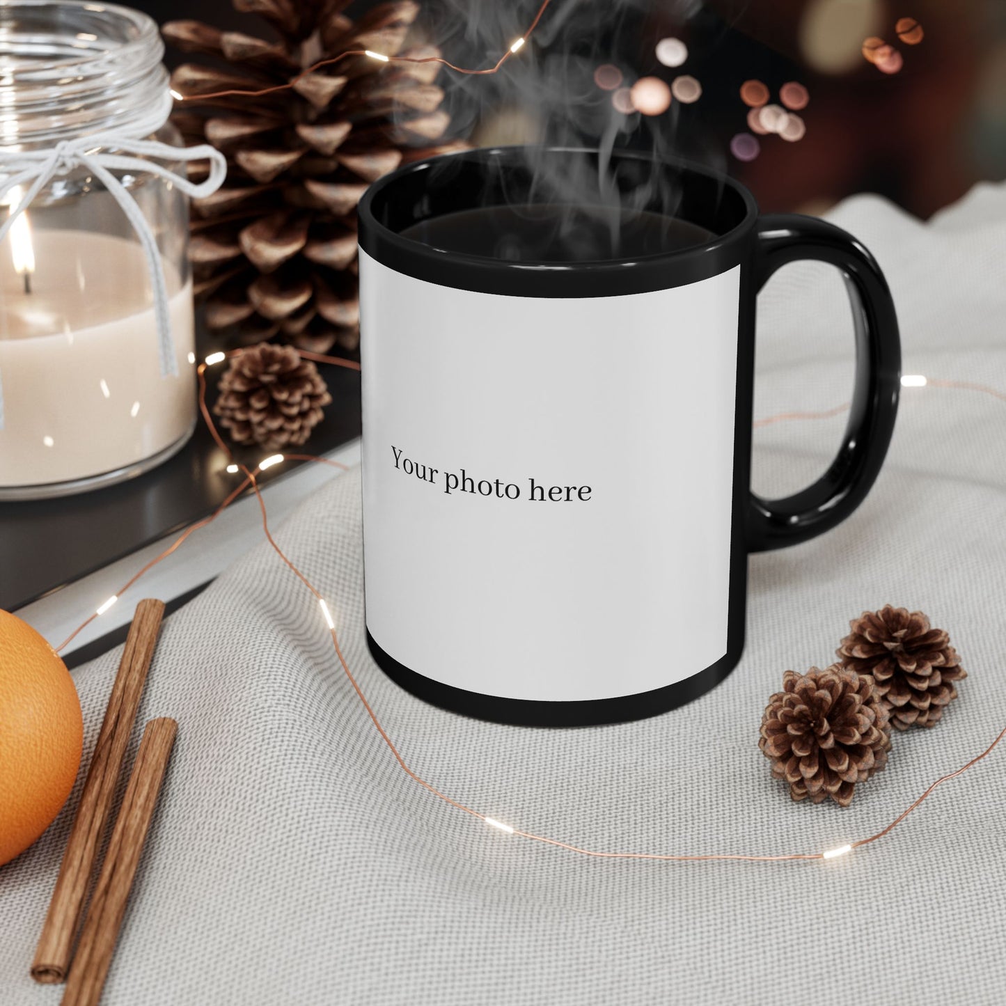 Mug Noir Personnalisé - Créez Votre Design Photo (11oz & 15oz)