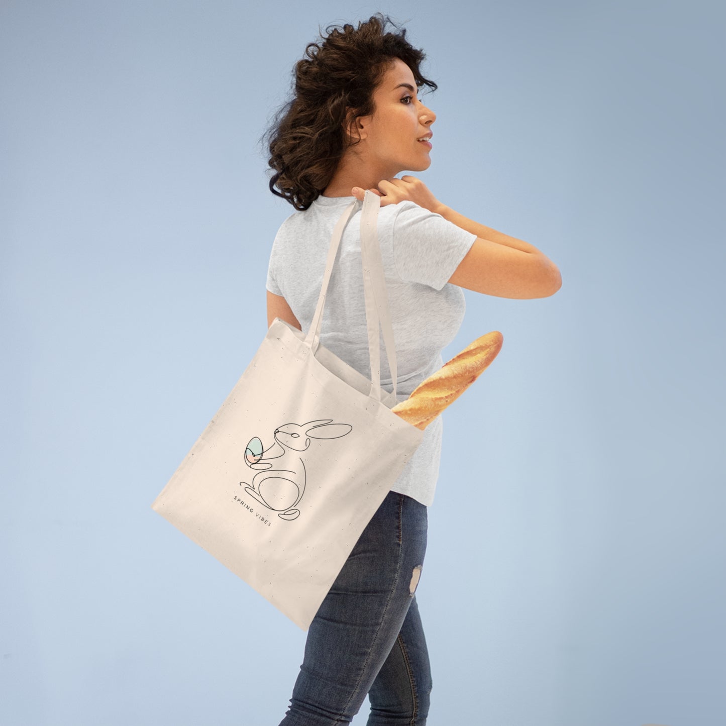 Spring Vibes Bunny Tote Bag - Eco-Friendly Shopping Bag for Easter & Everyday Use Ostern Stofftasche mit Hase – Süß & Stylisch für den Frühling