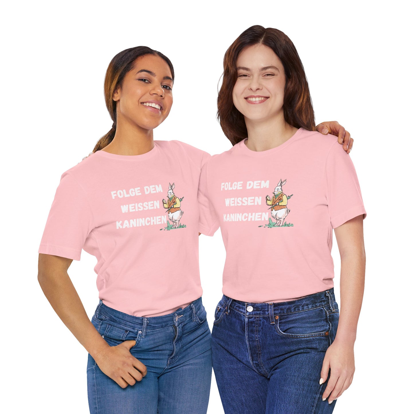 Folgen Sie dem weißen Kaninchen Unisex Kurzarm T-Shirt