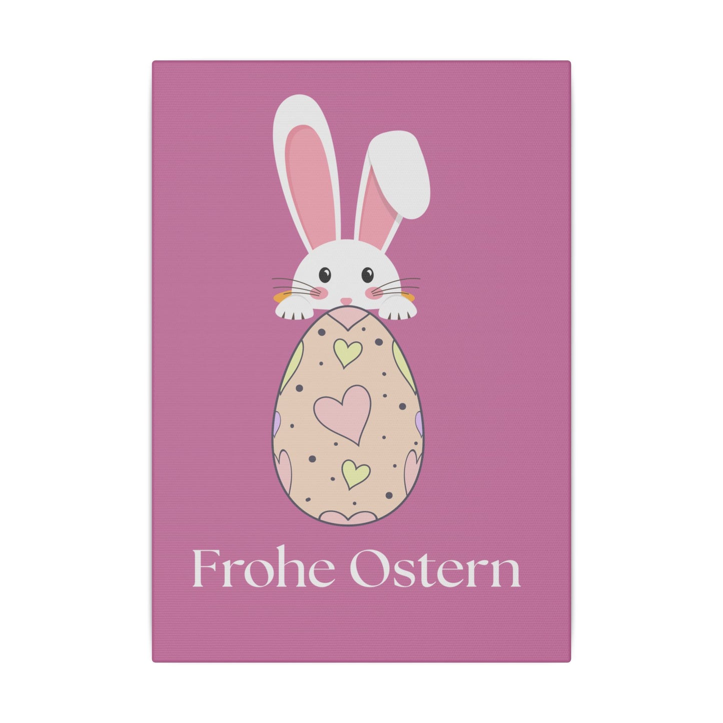 Giclée-Druck „Osterhase“ auf Leinwand – Dekor „Frohe Ostern“. 