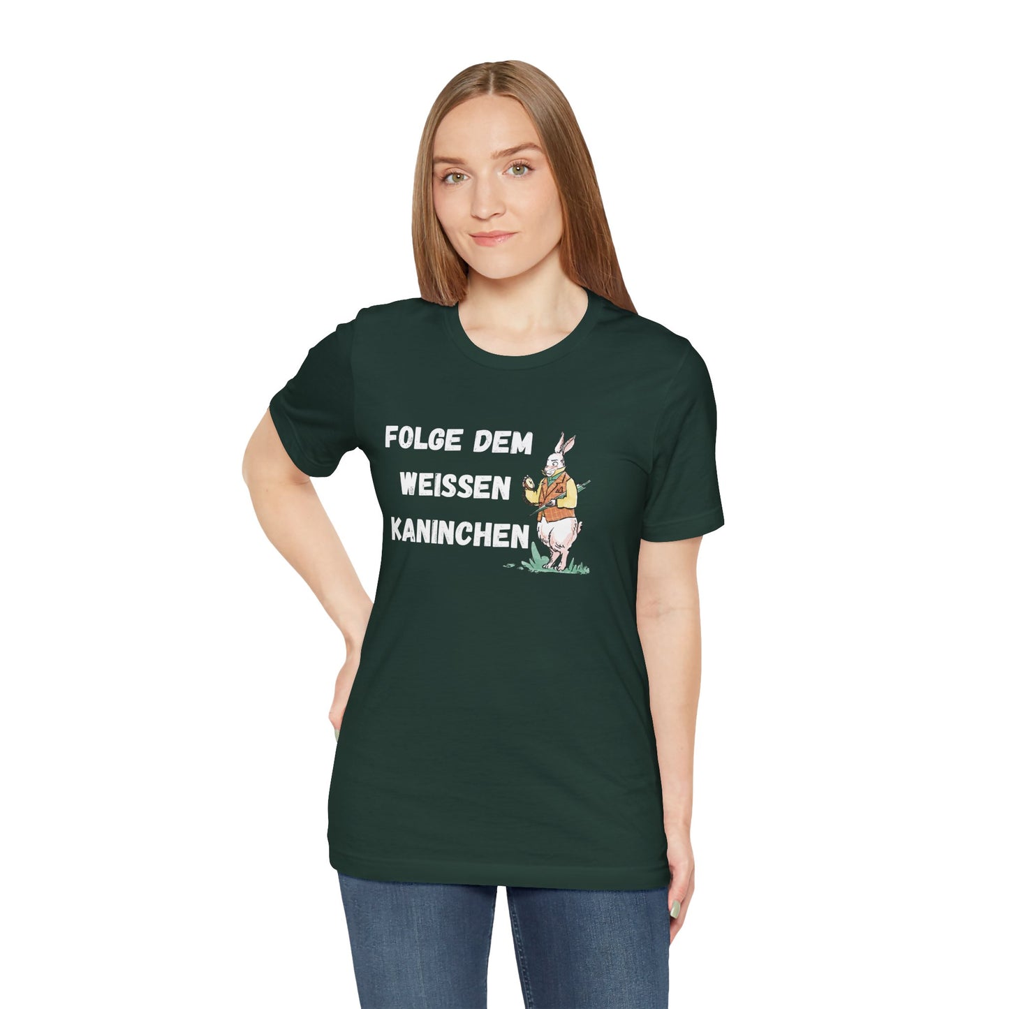 Folgen Sie dem weißen Kaninchen Unisex Kurzarm T-Shirt