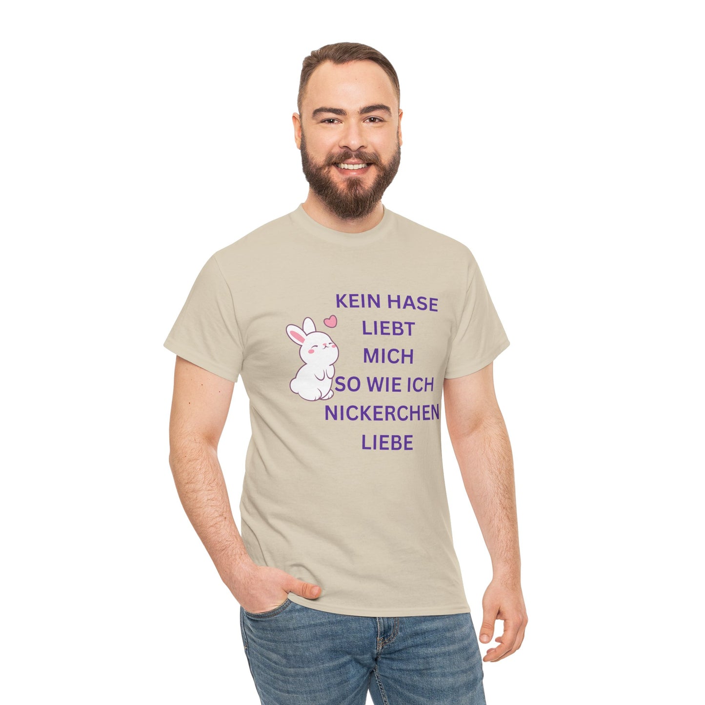 Lustiges Unisex-T-Shirt mit Hasenliebe aus schwerer Baumwolle – perfekt für Frühlingsfeiern
