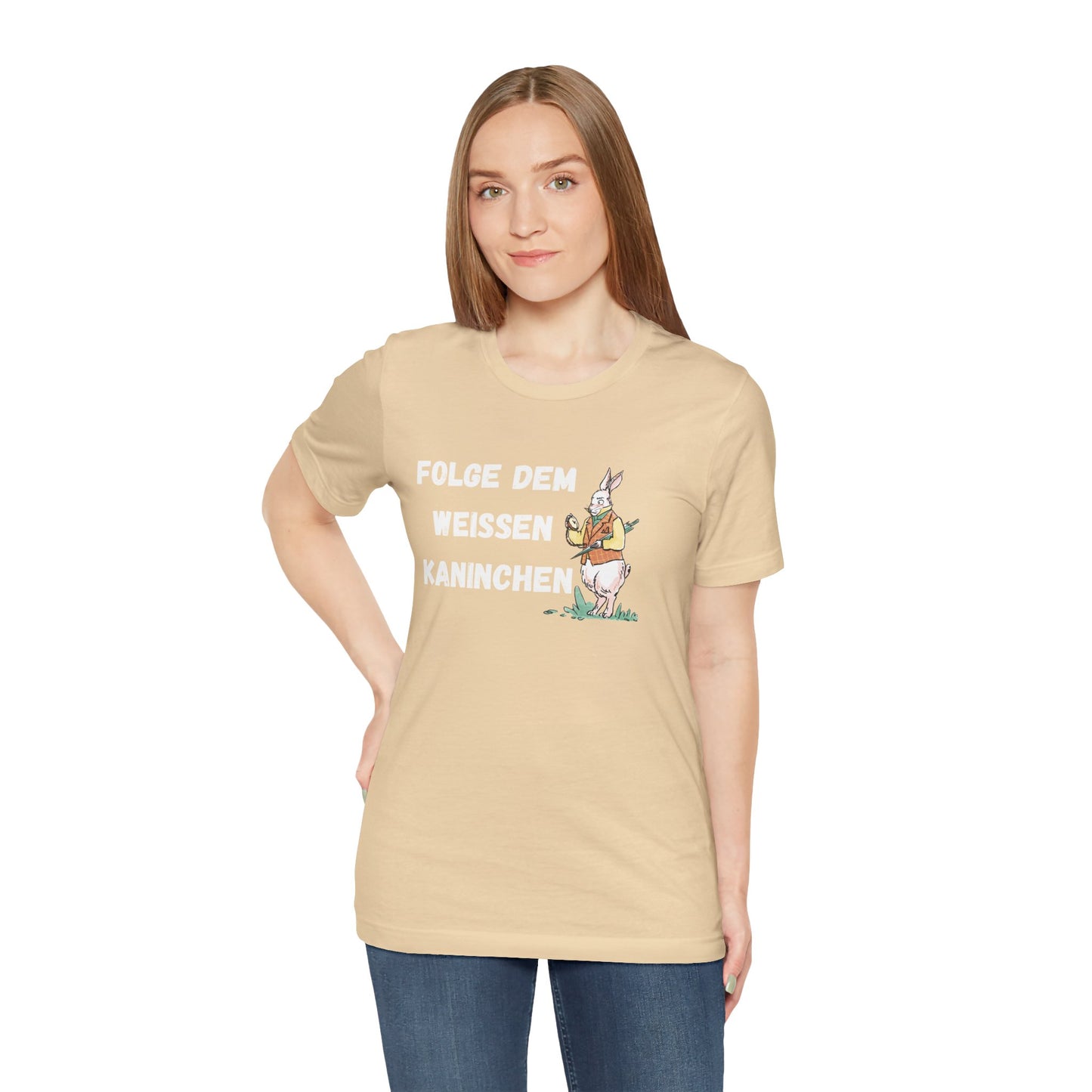 Folgen Sie dem weißen Kaninchen Unisex Kurzarm T-Shirt