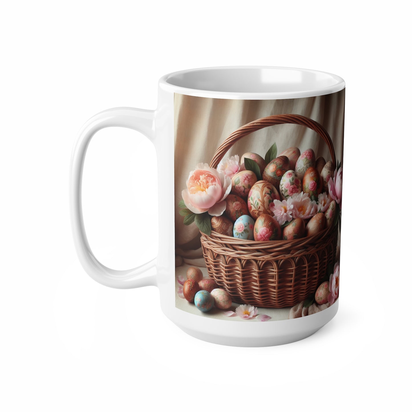 Ostereikorb mit Blumenmuster, Keramik-Kaffeetasse – 11 oz und 15 oz