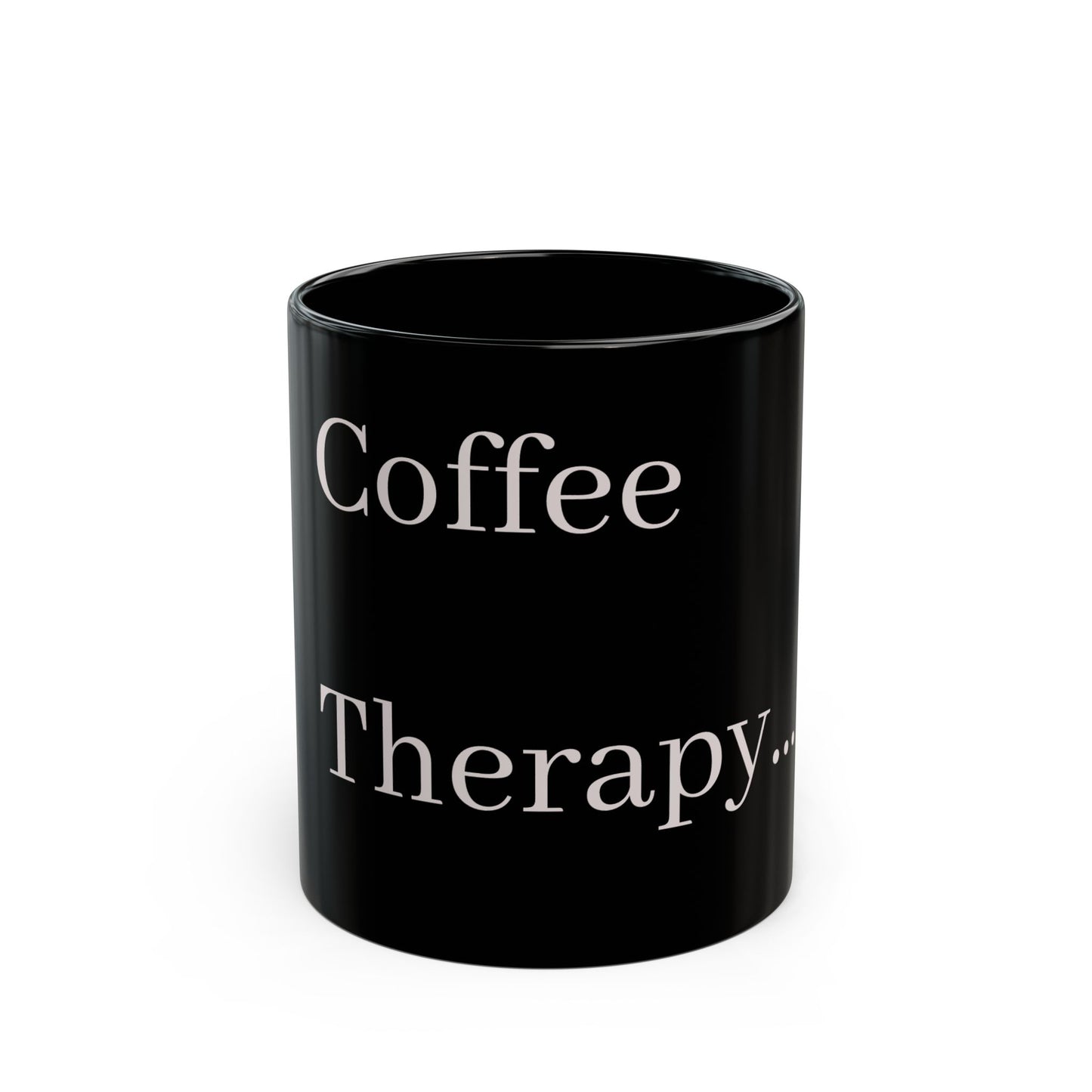Coffee Therapy Black Mug - Perfect for Coffee Lovers & Self-Care Enthusiasts