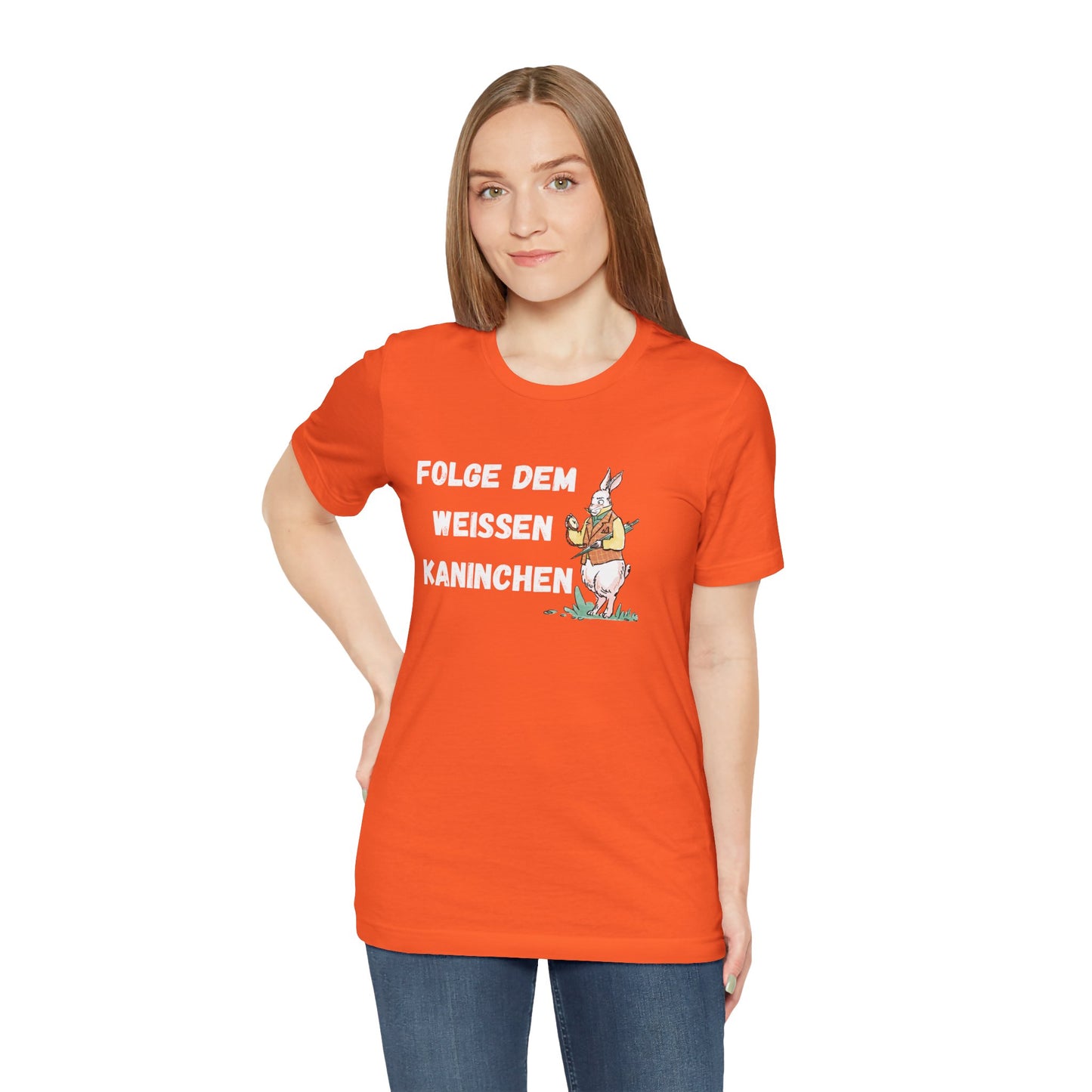 Folgen Sie dem weißen Kaninchen Unisex Kurzarm T-Shirt