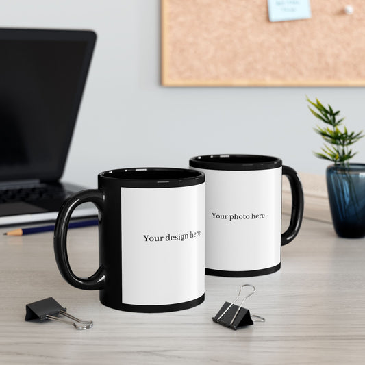 Personalisierte schwarze Tasse - Gestalte dein Fotodesign (11oz & 15oz)