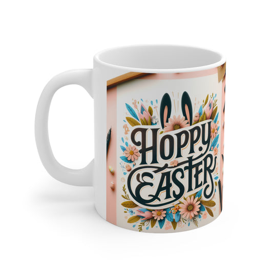 Taza de Cerámica de Café Hoppy Easter - 11oz y 15oz | Vajilla Festiva para Celebraciones de Primavera