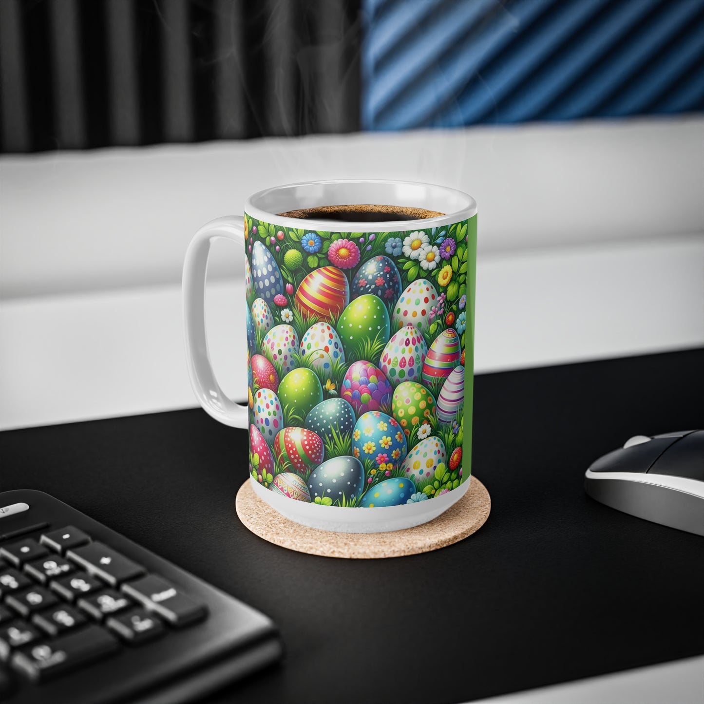 Bunte Osterei-Kaffeetasse aus Keramik – 11 oz und 15 oz