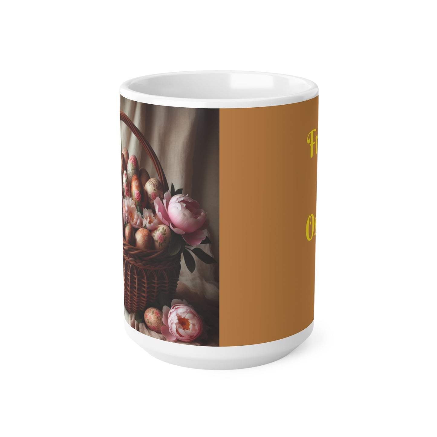 Ostereikorb mit Blumenmuster, Keramik-Kaffeetasse – 11 oz und 15 oz