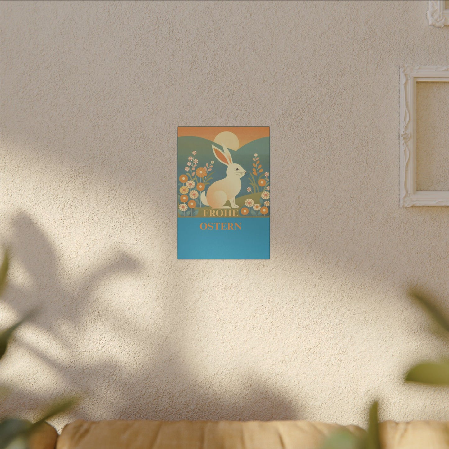 Skurriler Oster-Giclée-Druck auf Leinwand – „Frohe Ostern“, dekorative Wandkunst