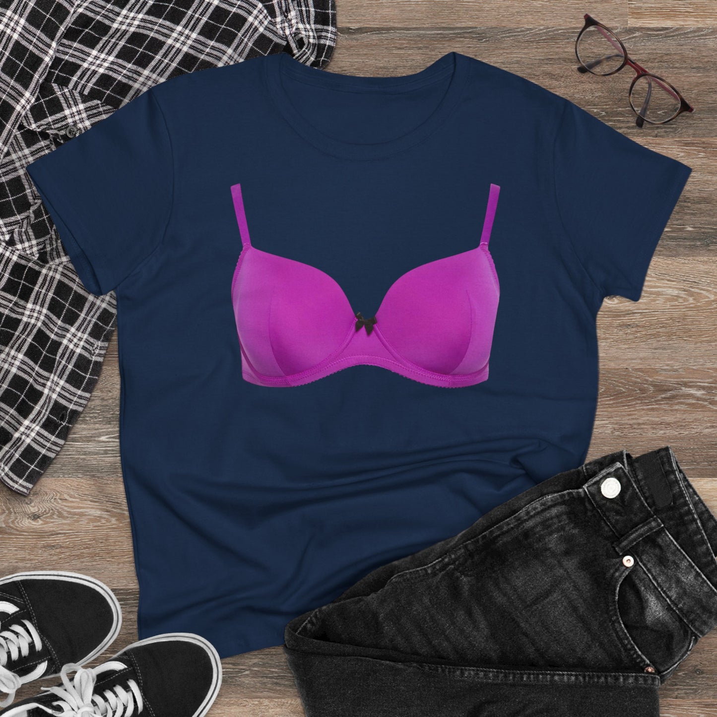 Damen-BH-T-Shirt aus mittelschwerer Baumwolle