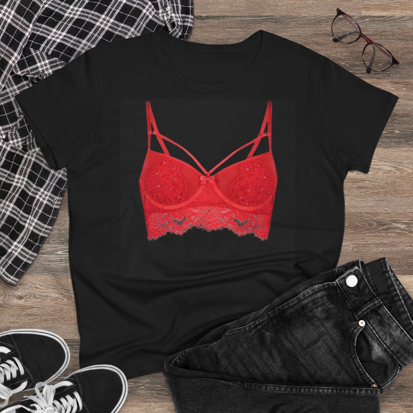 Damen-BH-T-Shirt aus mittelschwerer Baumwolle