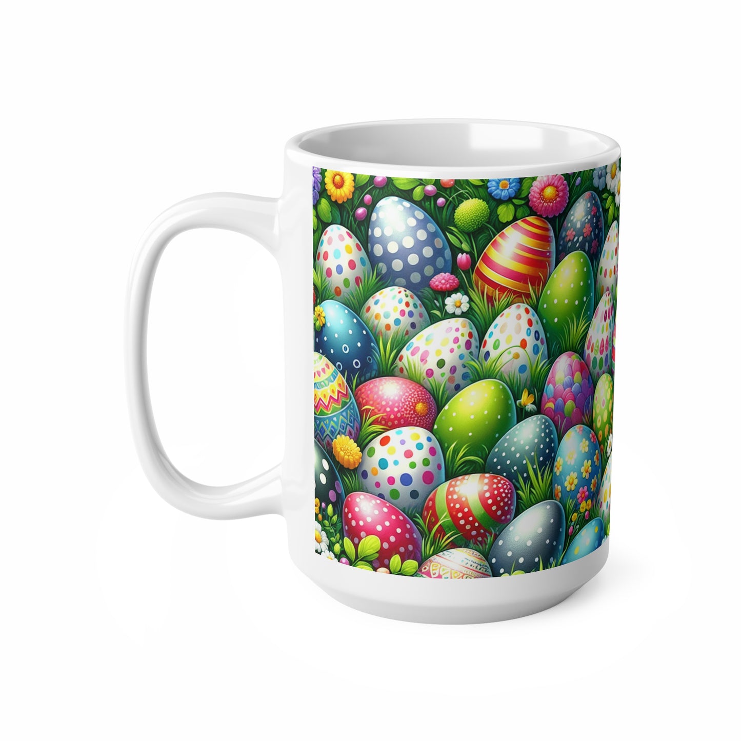 Osterblumen Keramiktassen - 11oz & 15oz mit buntem Eierdesign