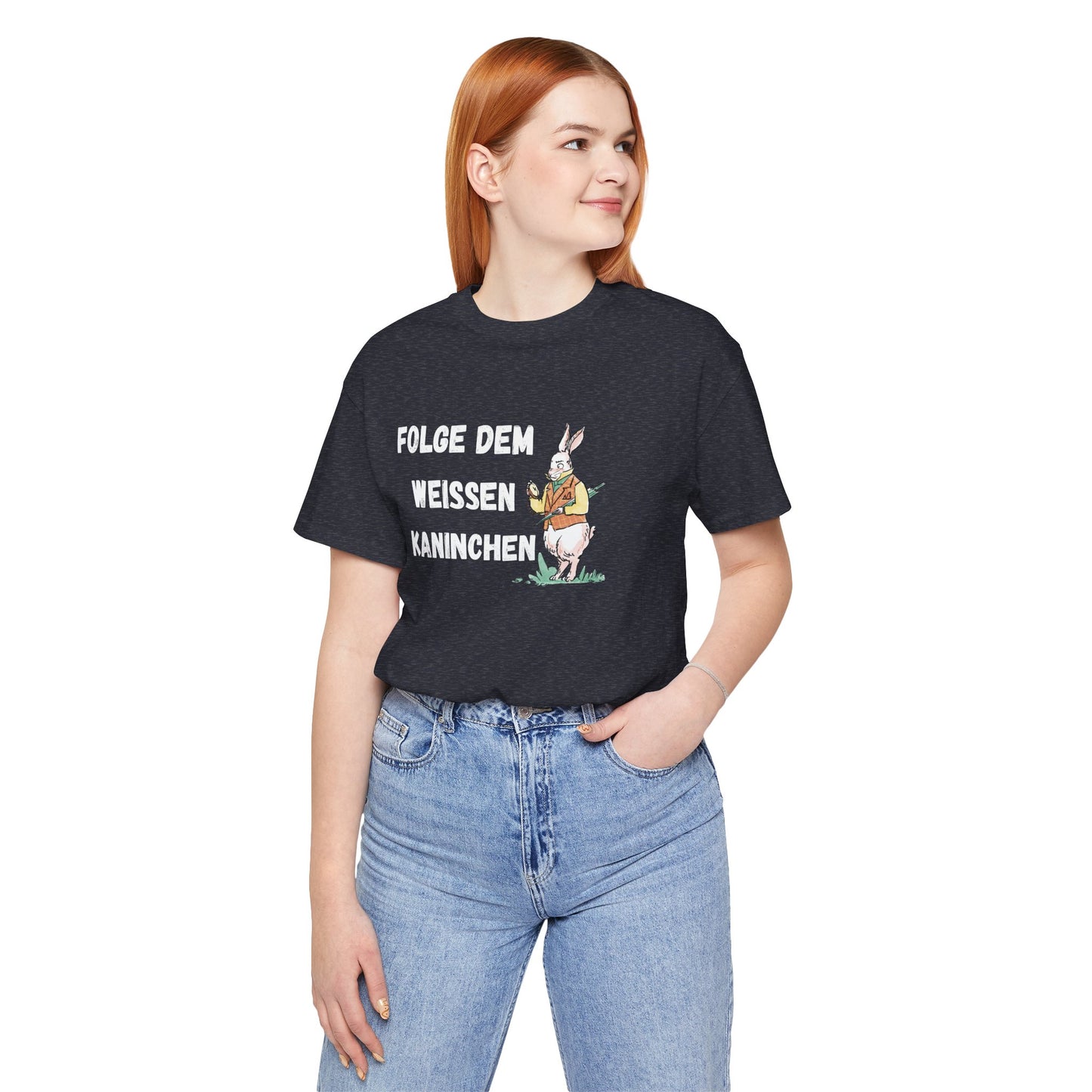 Folgen Sie dem weißen Kaninchen Unisex Kurzarm T-Shirt