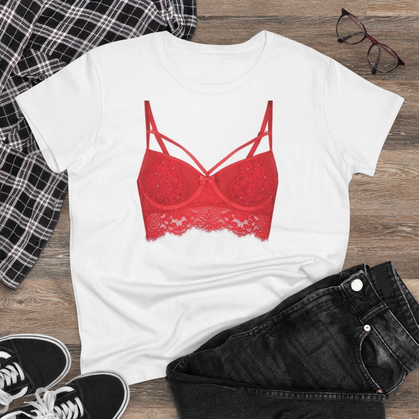 Damen-BH-T-Shirt aus mittelschwerer Baumwolle